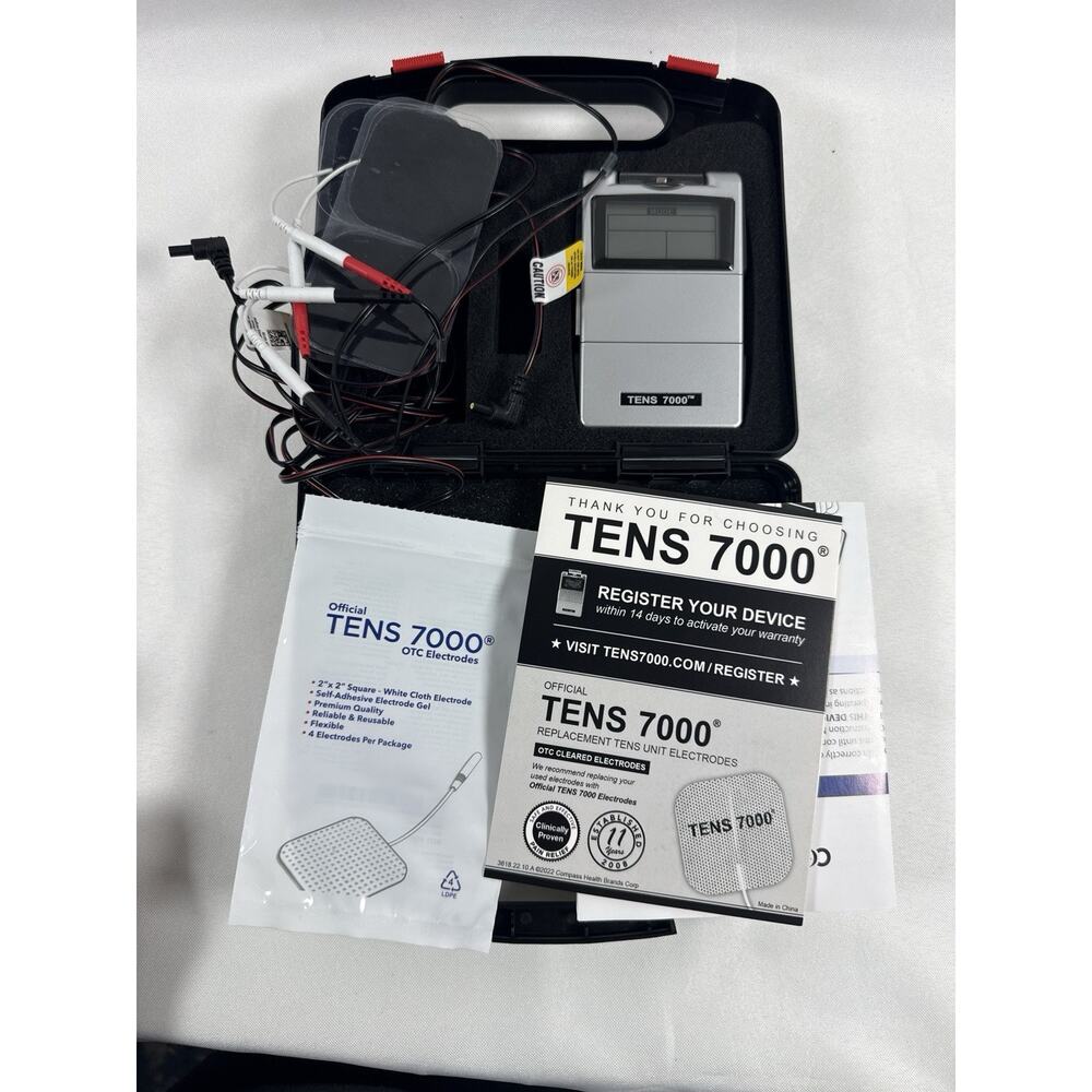 TENS 7000 Digital Pain Relief Unit Muscle Stimulator w/ Case Pads